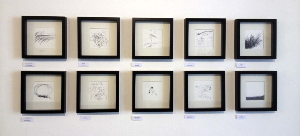 Drawings from Walk and Draw case studies exhibited in 'Drawing In Between', Howard Gardens Gallery, July 2013